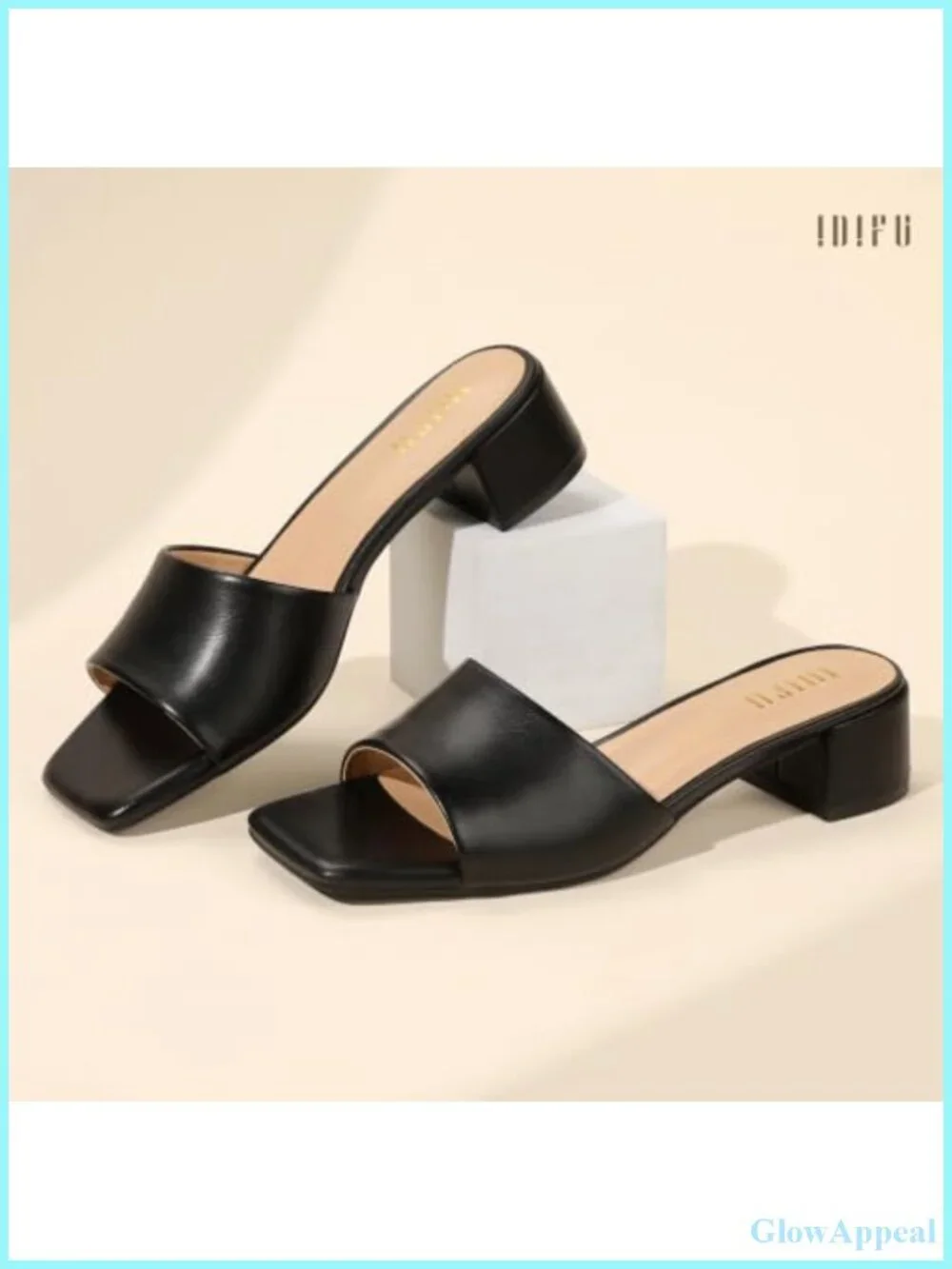 Women's Slip On Mule Heels Square Open Toe Low Block Heel Sandals